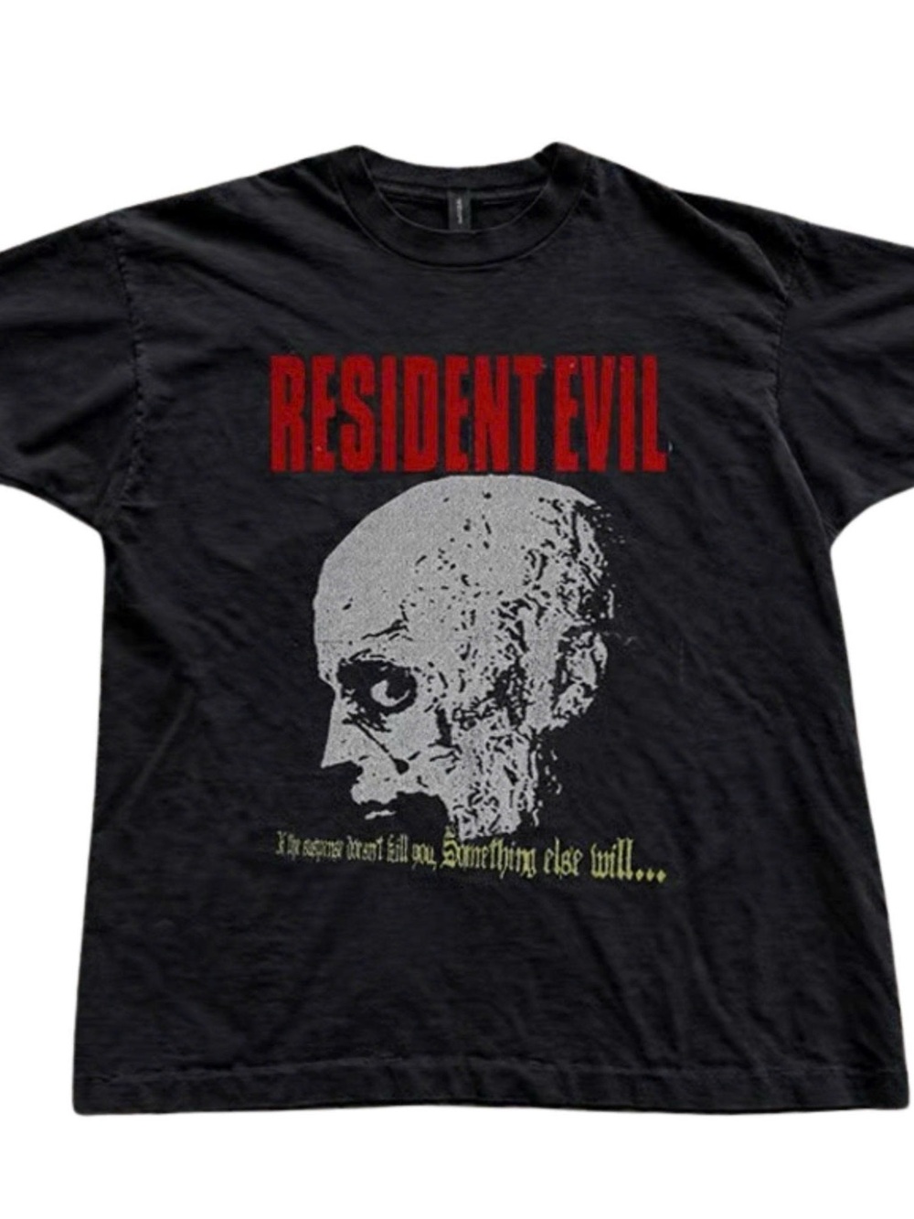 Gildan Black Tee with Red Resident Evil Skull Graphic